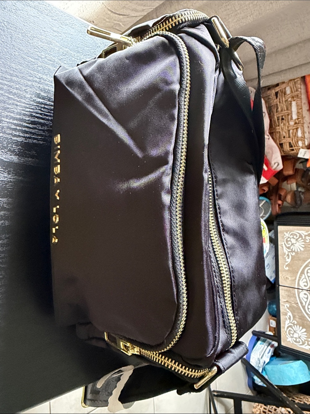 Bimba y Lola Black Crossbody Bag with Gold Hardware - Picture 4 of 5